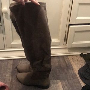 Thigh high suede boots